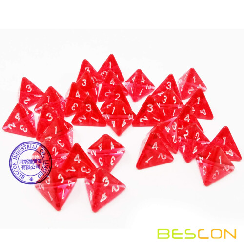 Bescon Mini Transparent Red D4 Dice 30pcs Gurison Potion Botte 2