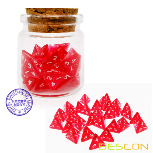 Bescon Mini Transparent Red D4 Dice 30pcs Gurison Potion Botte 1
