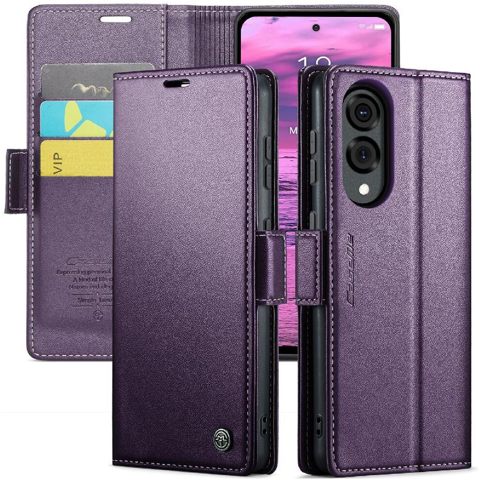 (Purple) Flip Case For Samsung Galaxy S25 Edge Wallet Case Anti Fraud Kickstand Card Slot Shockproof Case Purple 764490358989