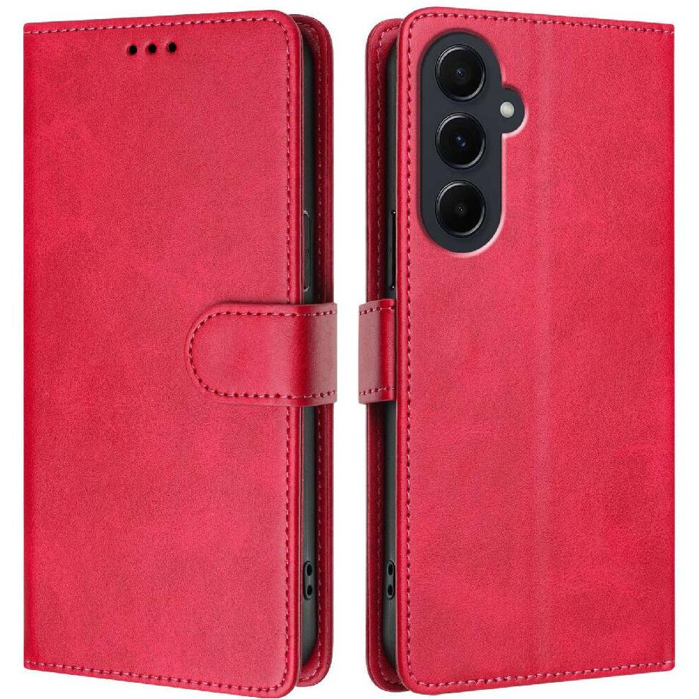 (Rose ) Classic Style Flip Case For Samsung Galaxy A55 5G Card Holder Rfid Blocking Wallet Case Shockproof Magnetic Closure Red 764490359535