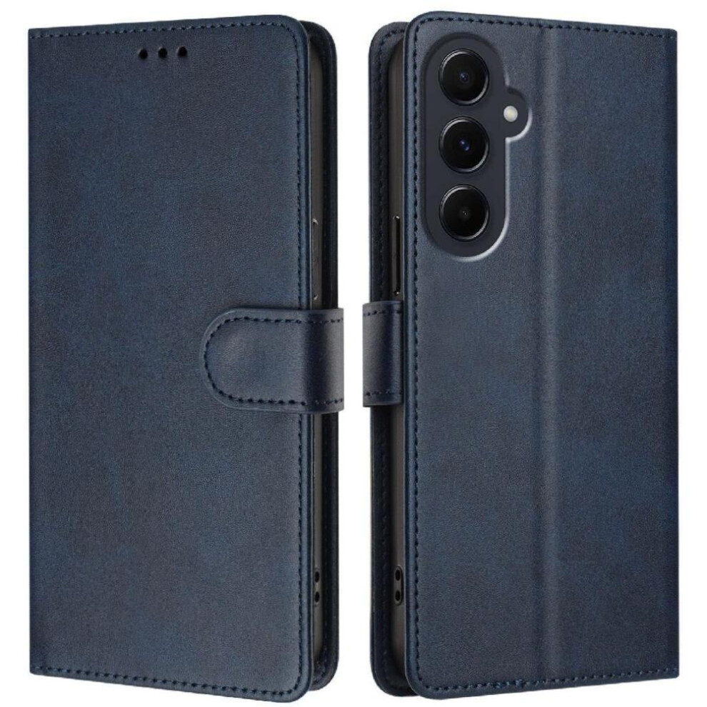 (Blue) Classic Style Flip Case For Samsung Galaxy A55 5G Card Holder Rfid Blocking Wallet Case Shockproof Magnetic Closure Blue 764490359528