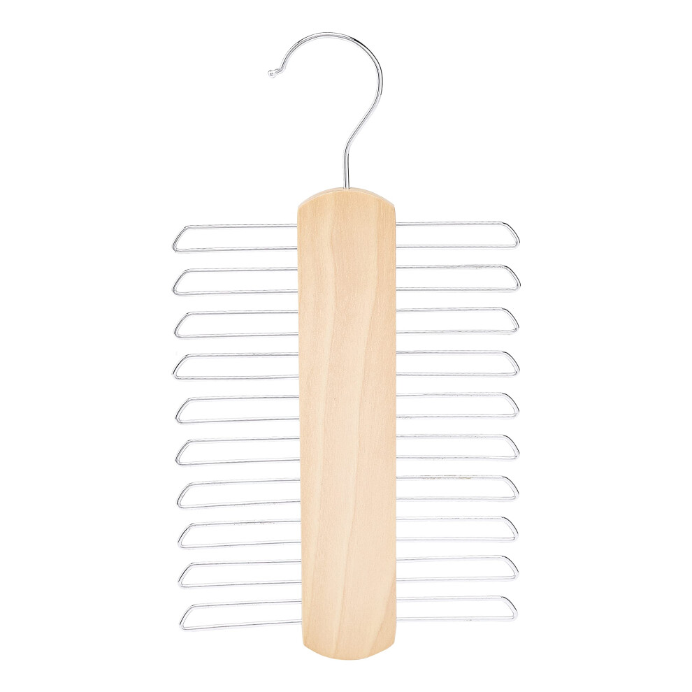 Amazon Basics 20 Bar Wooden Tie Hanger & Belt Rack - Natural  2-Pack