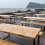 (180) Outdoor Slatted Picnic Table with Fixed Benches 3