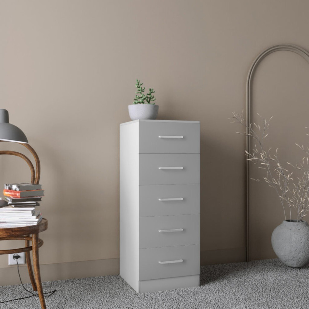 Seconique - Chest of Drawers - Oak - 5 Drawer - Light Grey - Image 5