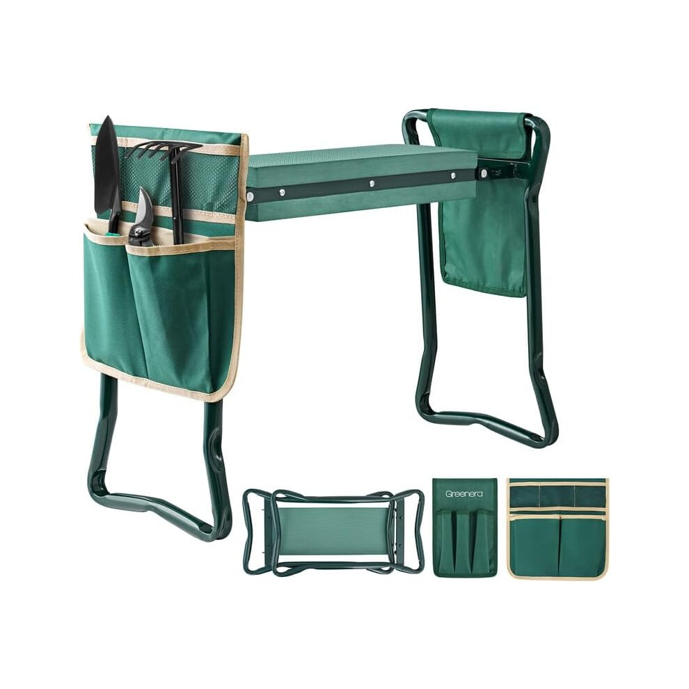 Garden Kneeler with Handles Soft Foam Kneeling Pad Portable Seat Tool Pouch