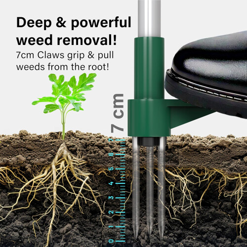 Vivo Weed Puller Stand-Up Weeder Removal Tool Long Handle Garden Tool with 3 Claws 2