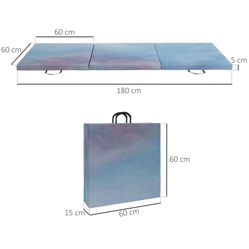 Homcom HOMCOM 6FT Foldable Gymnastics Mat, Tri-Fold 2" Thick Crash Mat, Blue 2