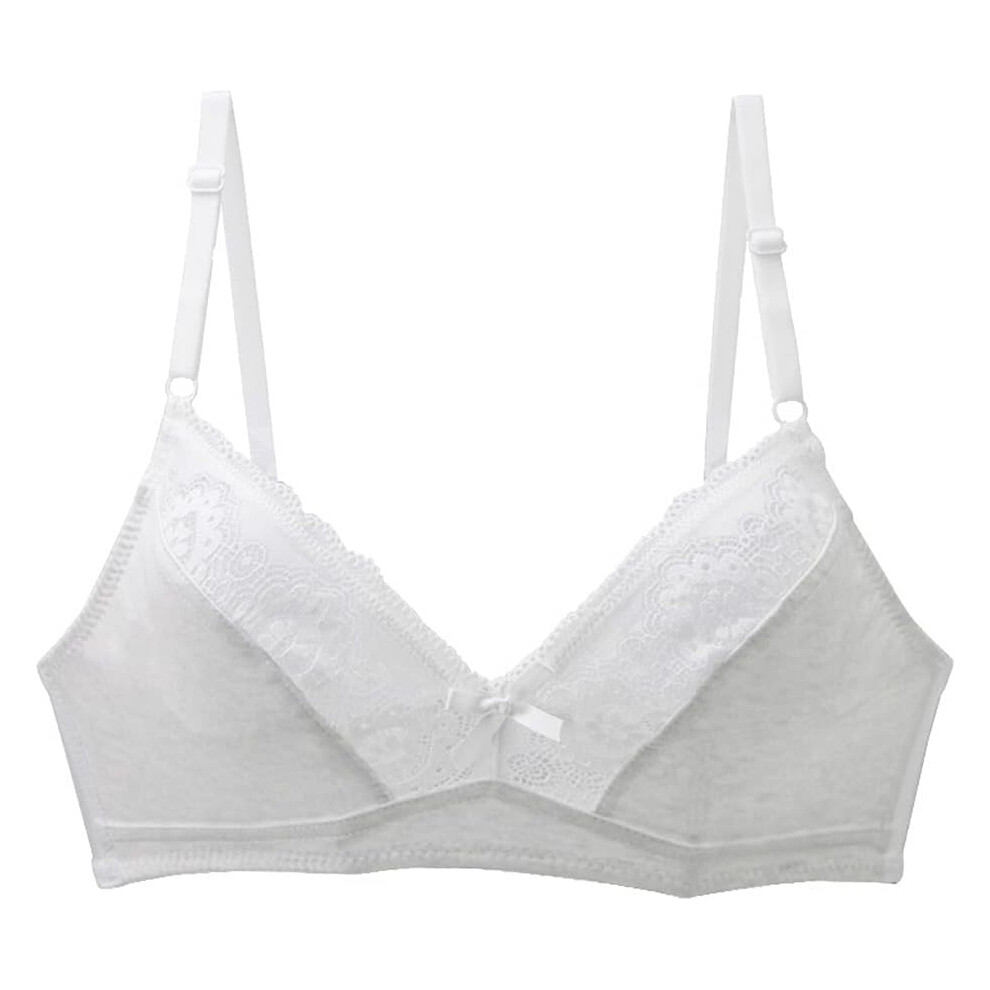 (34C, White) Women's Ultra-Thin Smooth Lace Bra Wireless Everyday Minimizer Bra