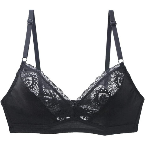 (38B, Black) Women's Ultra-Thin Smooth Lace Bra Wireless Everyday Minimizer Bra