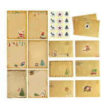 (As show, One size) Holiday Ornaments - Christmas Stationery Paper and Envelopes Set - Greeting Card Invitation Card