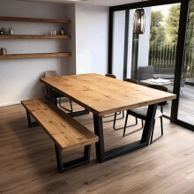 (160, 100) Sleek & Slender Rustic Dining Table