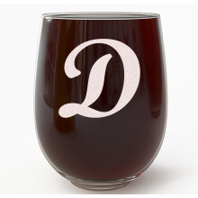Monogramme grave monogramme 17oz Verre a vin sans tige (Lettre D) A-Z Verres a vin personnalisees verres a vin personnalises Cadeaux personnalise