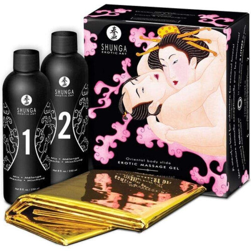 Shunga Oriental BodytoBody Massage Mansikka-Samppanja-hierontageeli