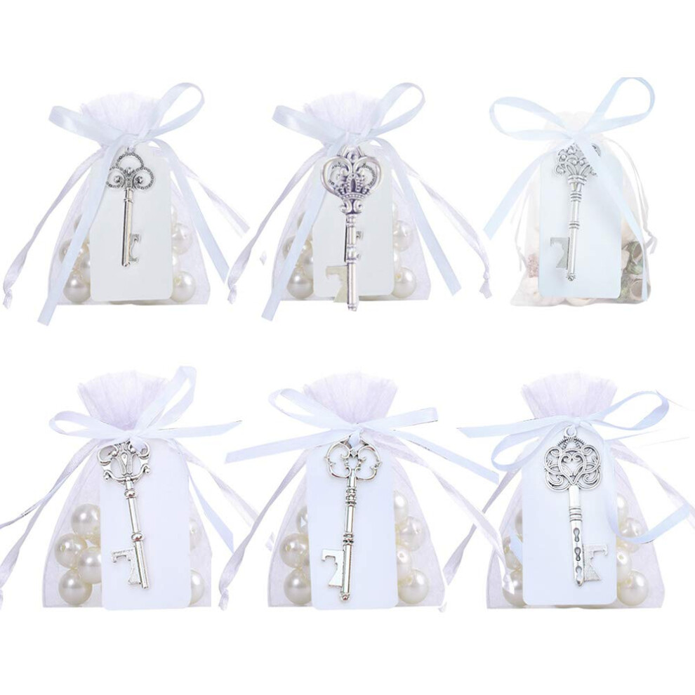 Lot de 30 d   capsuleurs en forme de cl    rustique vintage argent   e avec    tiquette transparente pour sac et carte