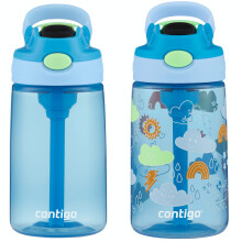 Botella de Agua Contigo Kids con Pajilla AUTOSPOUT Rediseñada, 14oz., 2 Pack, Azul Poppy y Pérsico