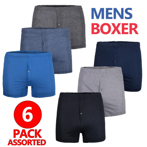 (6 Pack Assorted , XL) 6 & 12Pack Men's Plain Boxer CB56 Underwear Shorts