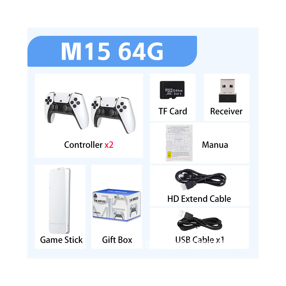 (Small package: Including 64 grams of memory card) Wireless gaming machine M15 gaming machine retro arcade home game console TV arcade
