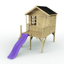 (Pheasant, Purple) Rebo 5FT x 5FT Childrens Wooden Garden Playhouse on Deck with 6ft Slide