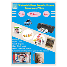 Rolurious 20 Sheets A4 Size Laser Waterslide Decal Paper Sheets Transparent Clear Water Slide Paper fr laserskrivare