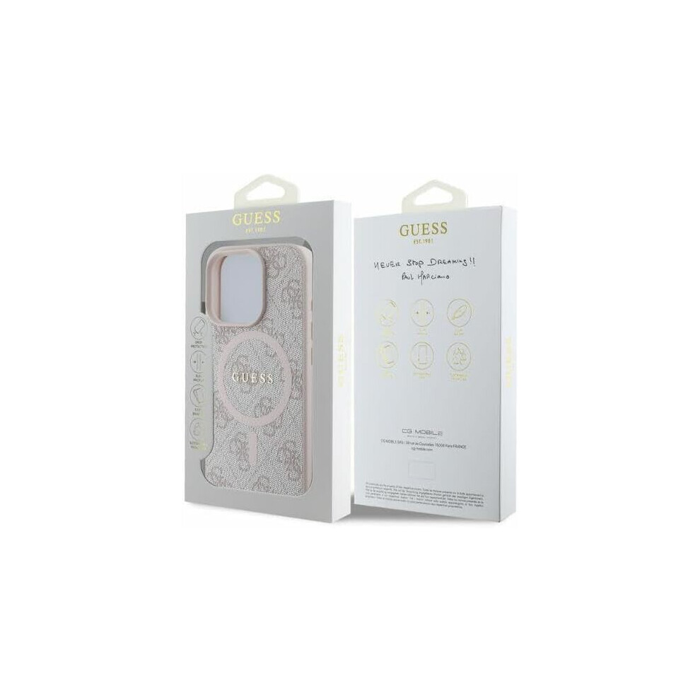 Guess Leather 4G Ring Classic Logo Hardcase for iPhone 16 Pro Max Pink