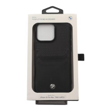 BMW Zeichen Leder Kartenetui für iPhone 16 Pro Max 6.9" Schwarz