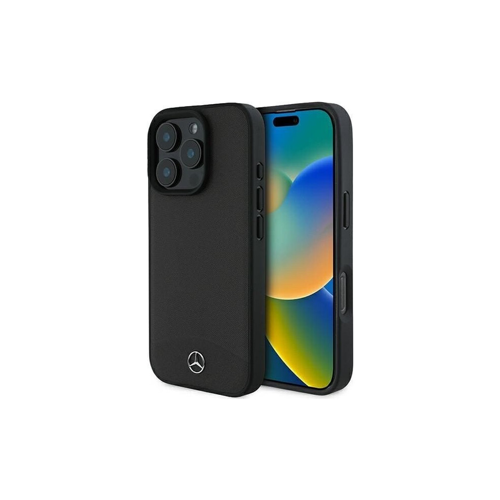 For Apple Mercedes Textured And Plain Leather Case For Iphone 16 Pro Max Black