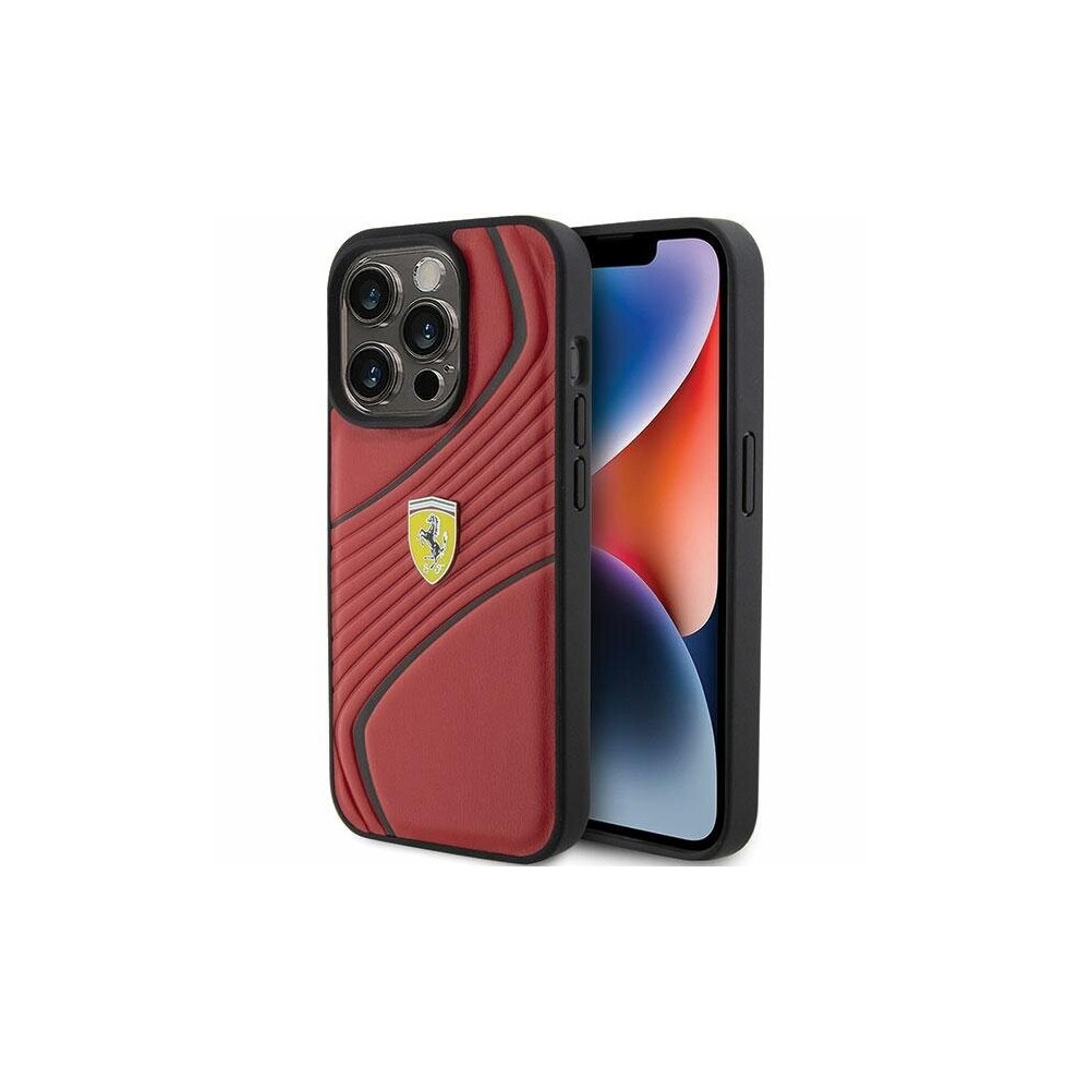 Ferrari Twist Metal Logo Case for iPhone 15 Pro 6.1" Red -FEHCP15SPTWR