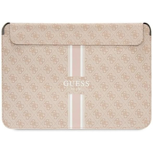 Custodia per computer portatile con strisce stampate Guess 4G per MacBook 16" rosa