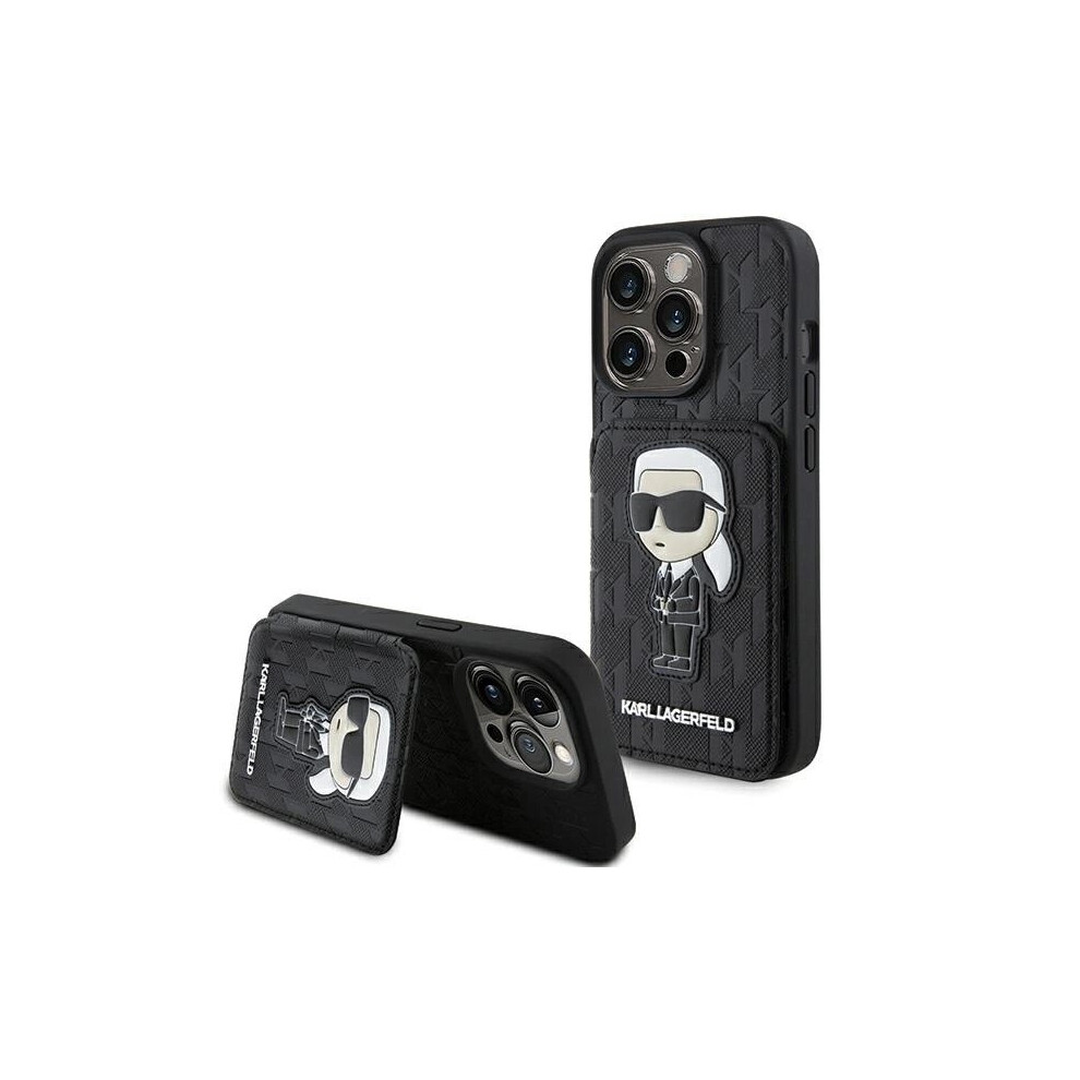 Karl Lagerfeld Stand Ikonik Patch Case for iPhone 15 Pro Max Black
