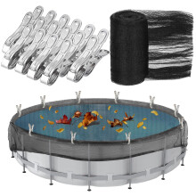 Capac de plasa de frunze rotunde de 24 de metri pentru piscina de la sol Acoperire de plasa de iarna cu 16 buc Clipuri metalice mari Piscina de s