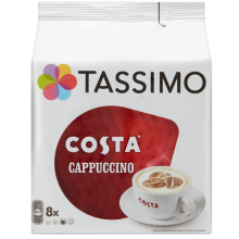 Tassimo Costa Cappuccino Coffee Pods 1 Pack 8 Large Cup Size T Disc Pods 215ml