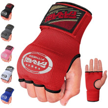 Farabi Sports Hybrid V?gtl?ftning Gym Fitness Workout Indre MMA Muay Thai Gym Workout Hand Wraps Gel Indre Handsker Bandager H?ndbeskytter (R?d L