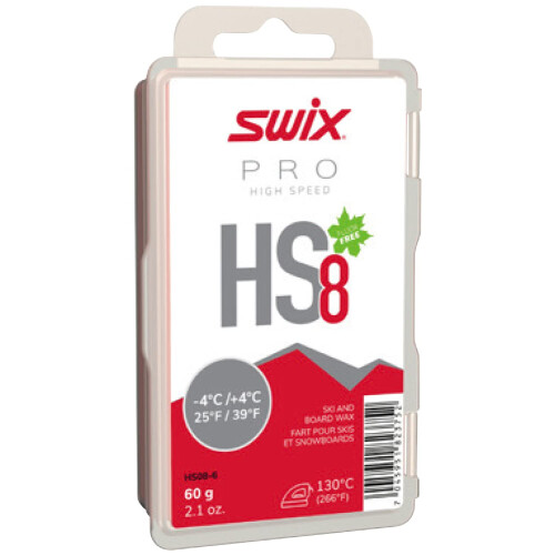 Swix HS08-6 - ΓΡΗΓΟΡΗ Κερί - HS8 ΚΟΚΚΙΝΟ - 25 έως 39 βαθμούς Φαρενάιτ - 60g Μπάρα - Χωρίς φθόριο