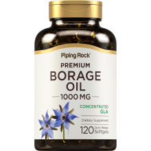 Suplemento de Aceite de Borraja Piping Rock 1000mg | 120 Cápsulas Blandas | Omega 3 6 9 | Prensado en Frío y Libre de Hexano