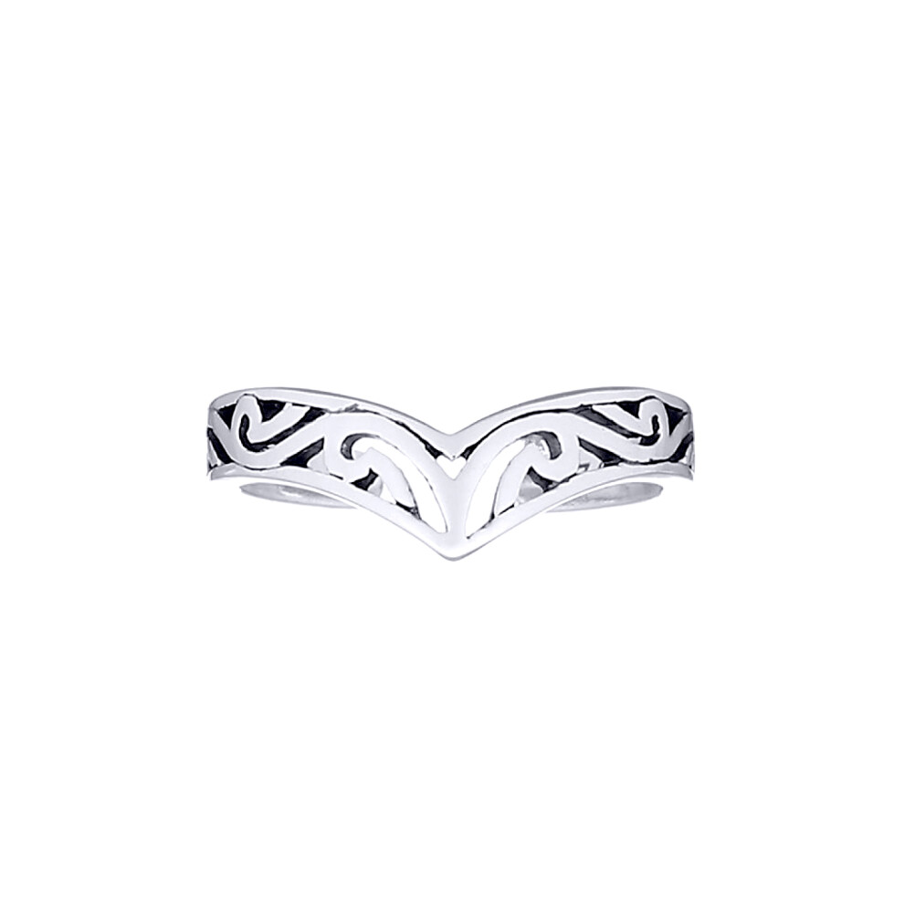 Jewelco London Rhodium Silver Horus Filigree Scroll Toe Ring - ATR006