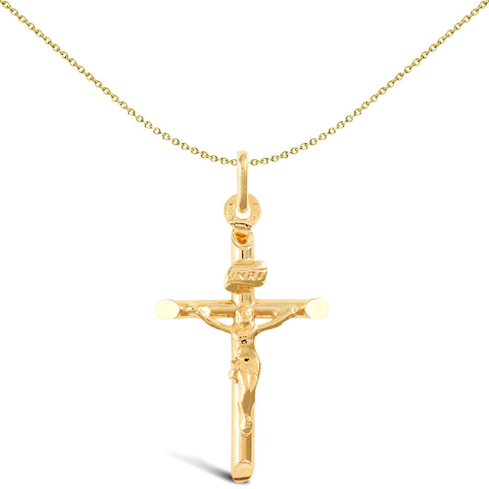 Jewelco London 14ct Yellow Gold INRI Crucifix Cross Pendant - JPX154