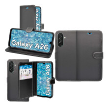 (Black) For Samsung Galaxy A26 Wallet Flip Pouch Case