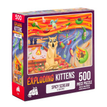 500-dielna skladacka Exploding Kittens - Spicy Scream, puzzle pre dospel   ch, umeleck    puzzle s macac   mi mot   vmi