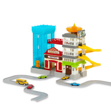 Impulsionado por Battat - Pocket Big City Cruisin 'Fleet - 60pc City Playset for Kids - Carros de brinquedo inclu dos - Edif cios Rampa de rampa