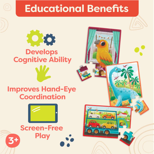 B. toys - Πακέτο Πάζλ 3-Συσκευασίας - Ζώα, Δεινόσαυροι & Φορτηγά 2