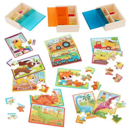 B. toys - Πακέτο Πάζλ 3-Συσκευασίας - Ζώα, Δεινόσαυροι & Φορτηγά