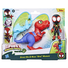 Spidey y sus incre   bles amigos Marvel Dino-Webs Spidey-Rex y Miles Spin Morales Juego de figuras de acci   n de Spider-Man a escala de 4 pulgadas J