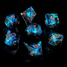 Fugacity dnd trningar set flytande krna handgjorda skarpa kant 7 stycken harts trning-fngelsehlor och drakar polyhedrala trningar set d & d