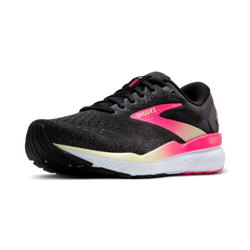 Brooks Brooks Womens Ghost 16 Neutral Running Shoe - Black/Pink/Yellow - 7 Medium