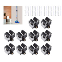 Kosteholder V?gmontering 10 Pack Heavy Duty Metal Moppe Kosteskaft Skovl H?ndtag H?ngende Clips Klemme Organizer Hanger Rack Gripper Sort
