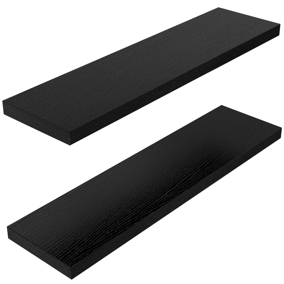 Amada Homefurnishing Floating Shelves Wall Mounted 24 X 7 Inch Wall Shelves For Bathroom Bedroom Living Room Black Shelves Set Of 2 - Am 860009565944