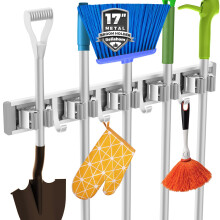 reliahom Broom Holder Mop Hanger Wall Mount Metal Organization Garage