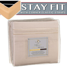 Bettlaken-Sets der Serie 2000 von Clara Clark  Bleiben Sie fit auf der Matratze mit elastischen Bndern an den Ecken  Queen Beige Cream