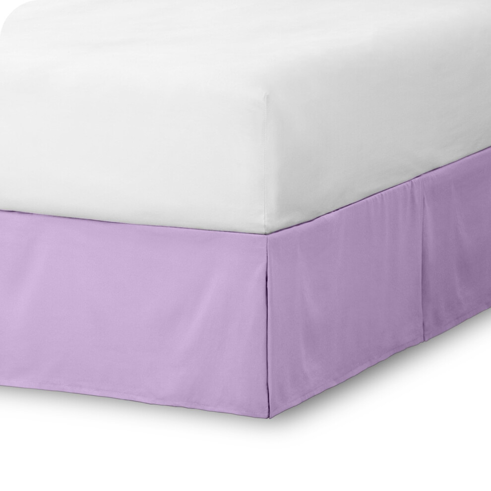 Jupe de lit double Bare Home Kids 15 pouces Jupe de lit sur mesure à ajustement facile pour lits jumeaux Plis d'angle centraux Twin Lavende