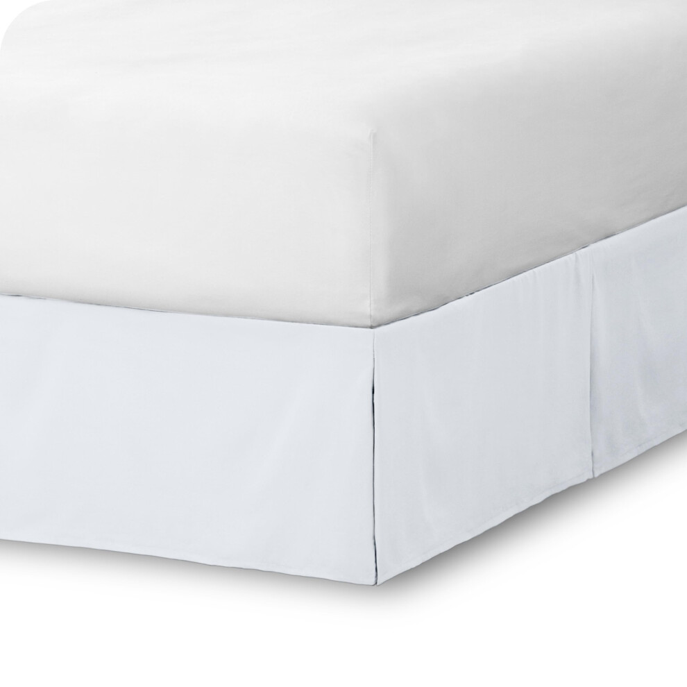 Jupe de lit complète Bare Home 15 pouces Jupe de lit sur mesure à ajustement facile pour lits complets Plis d'angle centraux Blanc